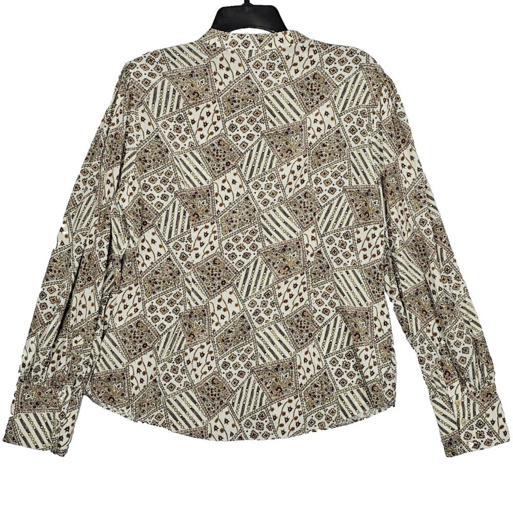 Veronica Beard Sz 10 Ivory Multi Color Silk Blouse Printed Long Sleeve Button Up - Picture 3 of 7